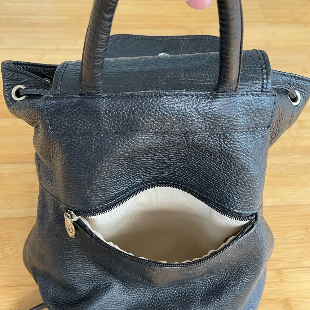 Y2K Valentina Black Pebble Leather Backpack